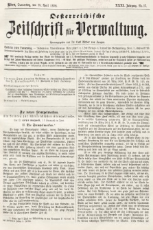 Oesterreichische Zeitschrift für Verwaltung. Jg. 31, 1898, nr 17