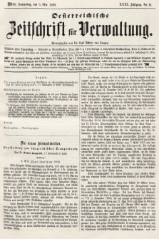 Oesterreichische Zeitschrift für Verwaltung. Jg. 31, 1898, nr 18
