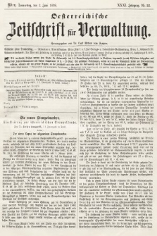 Oesterreichische Zeitschrift für Verwaltung. Jg. 31, 1898, nr 22