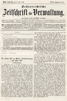 Oesterreichische Zeitschrift für Verwaltung. Jg. 31, 1898, nr 28