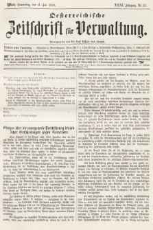 Oesterreichische Zeitschrift für Verwaltung. Jg. 31, 1898, nr 29