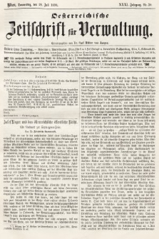 Oesterreichische Zeitschrift für Verwaltung. Jg. 31, 1898, nr 30