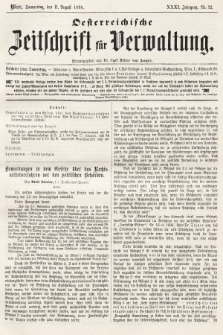 Oesterreichische Zeitschrift für Verwaltung. Jg. 31, 1898, nr 32