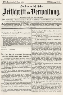 Oesterreichische Zeitschrift für Verwaltung. Jg. 31, 1898, nr 33