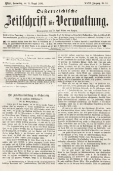 Oesterreichische Zeitschrift für Verwaltung. Jg. 31, 1898, nr 34