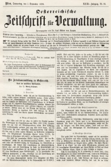 Oesterreichische Zeitschrift für Verwaltung. Jg. 31, 1898, nr 35