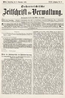 Oesterreichische Zeitschrift für Verwaltung. Jg. 31, 1898, nr 37