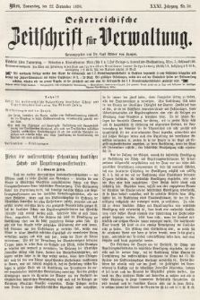 Oesterreichische Zeitschrift für Verwaltung. Jg. 31, 1898, nr 38