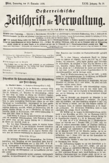 Oesterreichische Zeitschrift für Verwaltung. Jg. 31, 1898, nr 39