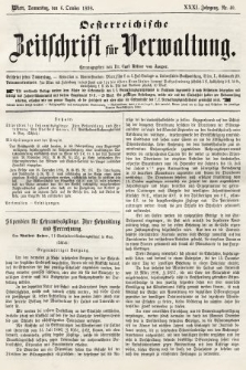 Oesterreichische Zeitschrift für Verwaltung. Jg. 31, 1898, nr 40