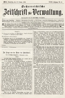 Oesterreichische Zeitschrift für Verwaltung. Jg. 31, 1898, nr 42