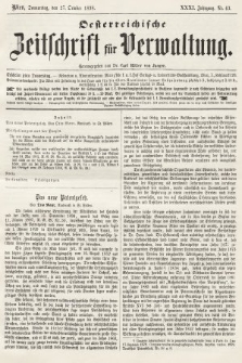 Oesterreichische Zeitschrift für Verwaltung. Jg. 31, 1898, nr 43