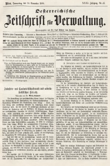 Oesterreichische Zeitschrift für Verwaltung. Jg. 31, 1898, nr 47