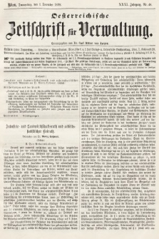 Oesterreichische Zeitschrift für Verwaltung. Jg. 31, 1898, nr 48