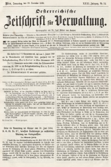 Oesterreichische Zeitschrift für Verwaltung. Jg. 31, 1898, nr 52