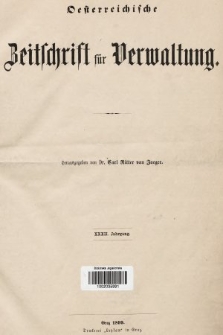 Oesterreichische Zeitschrift für Verwaltung. Jg. 32, 1899, indeksy