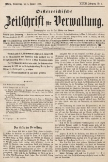Oesterreichische Zeitschrift für Verwaltung. Jg. 32, 1899, nr 1