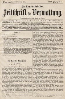 Oesterreichische Zeitschrift für Verwaltung. Jg. 32, 1899, nr 3