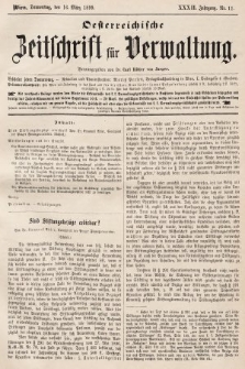 Oesterreichische Zeitschrift für Verwaltung. Jg. 32, 1899, nr 11