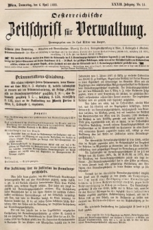 Oesterreichische Zeitschrift für Verwaltung. Jg. 32, 1899, nr 14