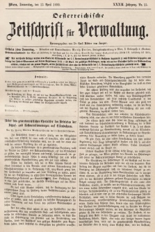 Oesterreichische Zeitschrift für Verwaltung. Jg. 32, 1899, nr 15