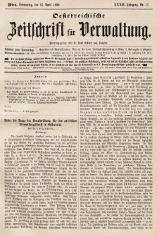 Oesterreichische Zeitschrift für Verwaltung. Jg. 32, 1899, nr 17