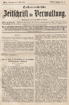 Oesterreichische Zeitschrift für Verwaltung. Jg. 32, 1899, nr 18