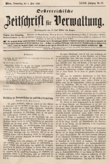 Oesterreichische Zeitschrift für Verwaltung. Jg. 32, 1899, nr 22