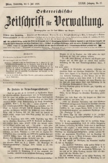 Oesterreichische Zeitschrift für Verwaltung. Jg. 32, 1899, nr 27