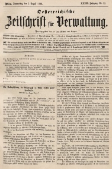 Oesterreichische Zeitschrift für Verwaltung. Jg. 32, 1899, nr 31