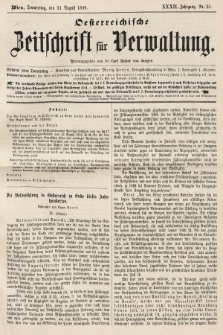 Oesterreichische Zeitschrift für Verwaltung. Jg. 32, 1899, nr 35
