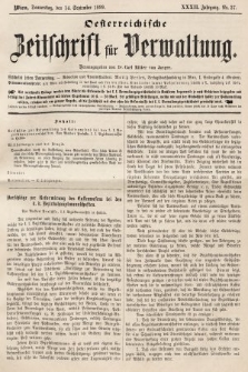 Oesterreichische Zeitschrift für Verwaltung. Jg. 32, 1899, nr 37