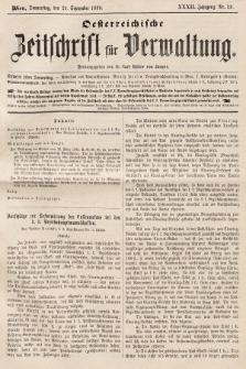 Oesterreichische Zeitschrift für Verwaltung. Jg. 32, 1899, nr 38