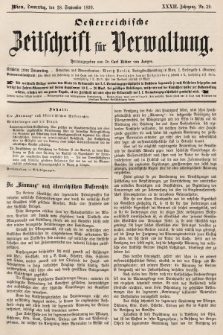 Oesterreichische Zeitschrift für Verwaltung. Jg. 32, 1899, nr 39