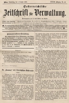 Oesterreichische Zeitschrift für Verwaltung. Jg. 32, 1899, nr 40
