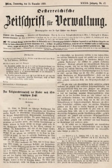 Oesterreichische Zeitschrift für Verwaltung. Jg. 32, 1899, nr 47