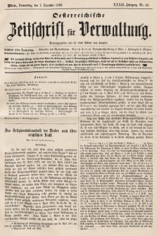 Oesterreichische Zeitschrift für Verwaltung. Jg. 32, 1899, nr 49