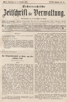 Oesterreichische Zeitschrift für Verwaltung. Jg. 32, 1899, nr 50