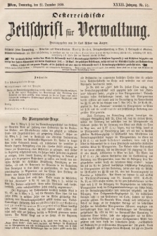 Oesterreichische Zeitschrift für Verwaltung. Jg. 32, 1899, nr 51
