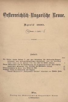 Oesterreichisch-Ungarische Revue. Jg. [5], 1890, Bd. 9, Heft 1