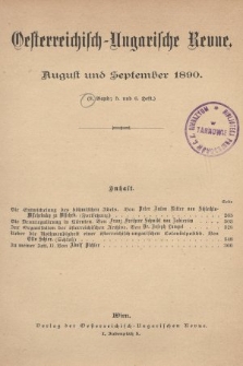 Oesterreichisch-Ungarische Revue. Jg. [5], 1890, Bd. 9, Heft 5 und 6