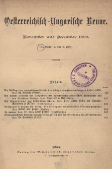 Oesterreichisch-Ungarische Revue. Jg. [5], 1890, Bd. 10, Heft 2 und 3