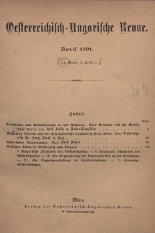 Oesterreichisch-Ungarische Revue. Jg. [6], 1891, Bd. 11, Heft 1