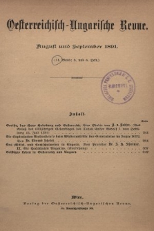 Oesterreichisch-Ungarische Revue. Jg. [6], 1891, Bd. 11, Heft 5 und 6