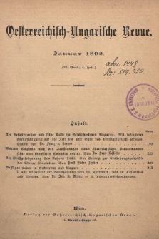 Oesterreichisch-Ungarische Revue. Jg. [6], 1892, Bd. 12, Heft 4