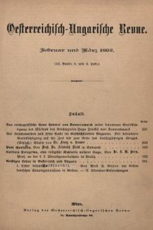 Oesterreichisch-Ungarische Revue. Jg. [6], 1892, Bd. 12, Heft 5 und 6