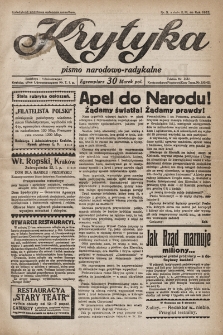 Krytyka : pismo narodowo-radykalne. R. 1. 1922, nr 3
