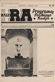 Małe RA : programy Polskiego Radja. R. 2. 1933, nr 39