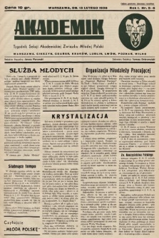 Akademik : tygodnik Sekcji Akademickiej Związku Młodej Polski. R. 1, 1937, nr 5-6