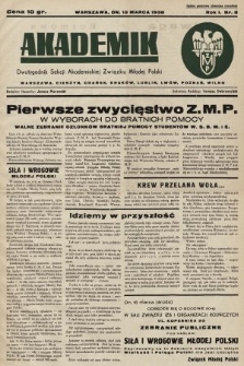 Akademik : dwutygodnik Sekcji Akademickiej Związku Młodej Polski. R. 1, 1937, nr 8